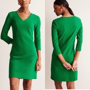 BODEN Green Ribbed Bronte Ottoman Sheath Dress 3/4 Sleeve Size 20-22L NWT